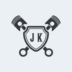JK Initials Vektor Stok Otomotif Logo Design