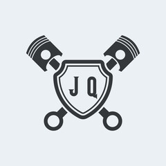 JQ Initials Vektor Stok Otomotif Logo Design