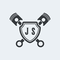 JS Initials Vektor Stok Otomotif Logo Design