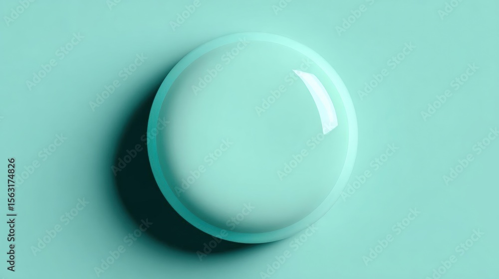Poster 3d rendering of a round, light blue object on a pastel green background. the object appears to be ma