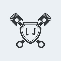 LJ Initials Vektor Stok Otomotif Logo Design