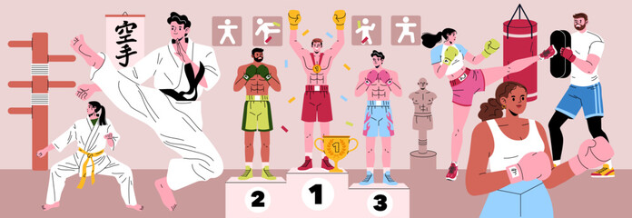 Martial Arts and Boxing Training Vector Illustration © inspiring.team