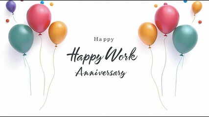 Clean Happy Work Anniversary Background With Balloons - Powered by Adobe