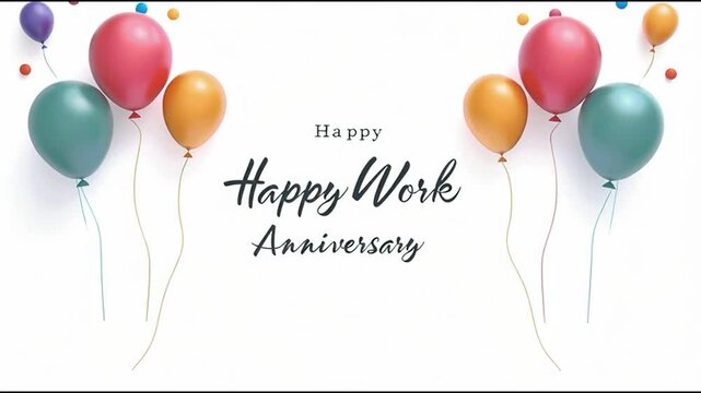 Clean Happy Work Anniversary Background With Balloons