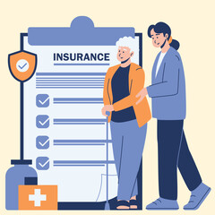 Illustration of an Old Retirement Insurance Character