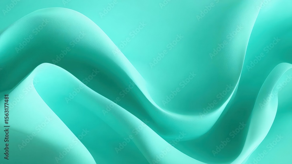 Poster abstract digital art piece with a light green color. it has a smooth and fluid texture, with wavy li
