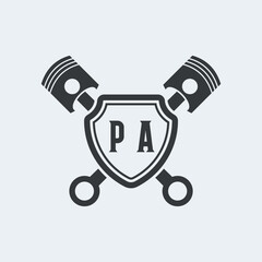 PA Initials Vektor Stok Otomotif Logo Design