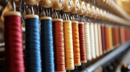 Macro view of operations in the textile manufacturing sector Close-up Within industry