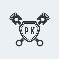 PK Initials Vektor Stok Otomotif Logo Design