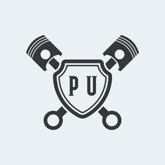 PU Initials Vektor Stok Otomotif Logo Design