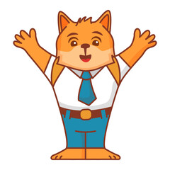 Cute dog or backpack get ready go to school. Animal back to school. The character is a schoolboy puppy.Animalistic childish character.Cute animal student.Line art vector.Isolated on white background.