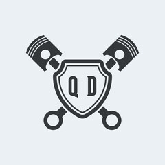 QD Initials Vektor Stok Otomotif Logo Design
