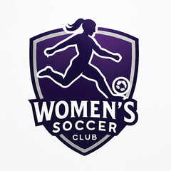 Obraz premium Women's Soccer Club Logo – Female Athlete Silhouette in Shield Emblem