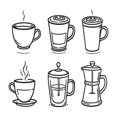 Coffee cup with steam minimal line art drawing