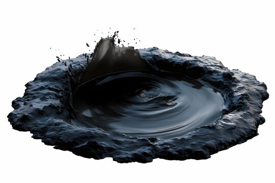 A perilous, murky cesspool with churning, contaminated dark liquid on stark white background.