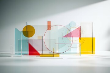 Vivid, sharp geometric design with vibrant polygons and sleek spatial lines.