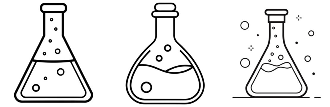 Laboratory Flask Coloring Page - Science Equipment Line Art Outline for Kids and Adults