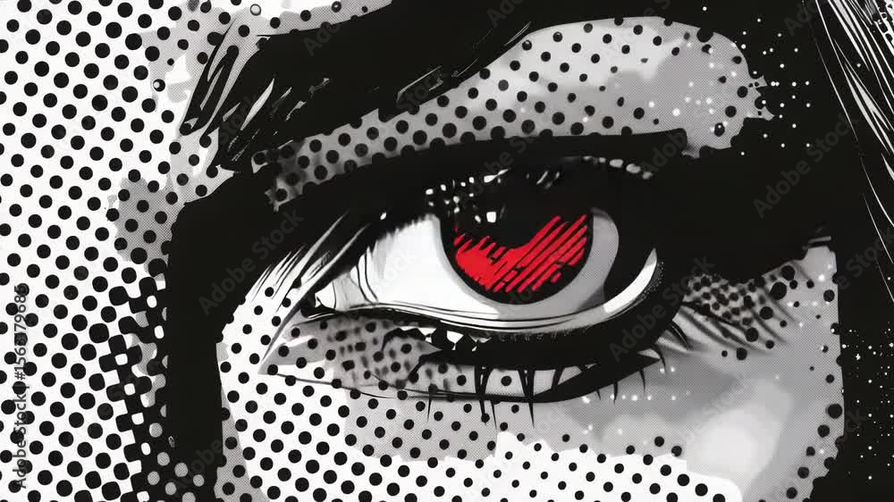 Poster a detailed view of an eye with a heart-shaped mark, suitable for various romantic or emotional conce