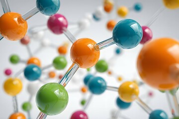 Obraz premium Vibrant molecular design inspires curiosity and awe in scientific wonder.