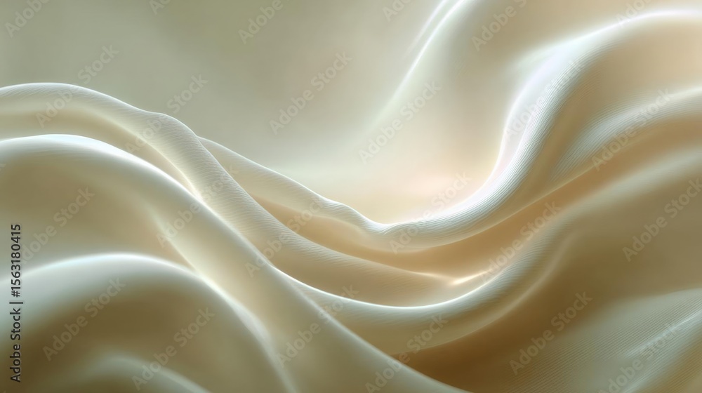 Poster close-up of a smooth, flowing fabric. the fabric appears to be a light beige color and has a smooth 