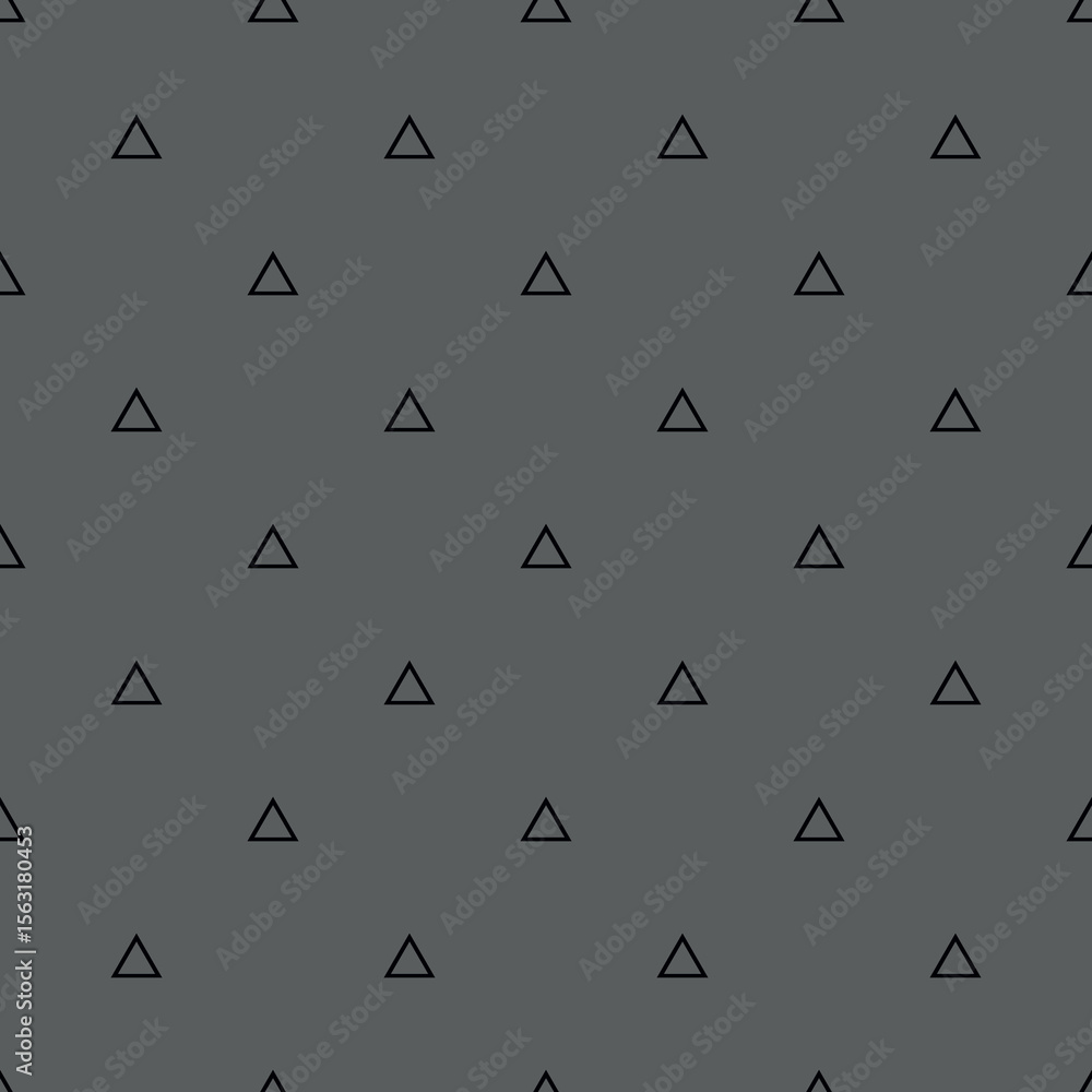 Poster tile vector pattern with black triangles on grey background