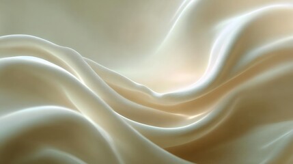 Fototapeta premium Close-up of a smooth, flowing fabric. the fabric appears to be a light beige color and has a smooth texture. the folds and creases of the fabric create a sense of movement and flow.