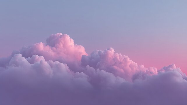 Dreamy cotton-candy clouds swirl during twilight, evoking whimsical tranquility, ideal for World Sleep Day or Cloud Appreciation Day