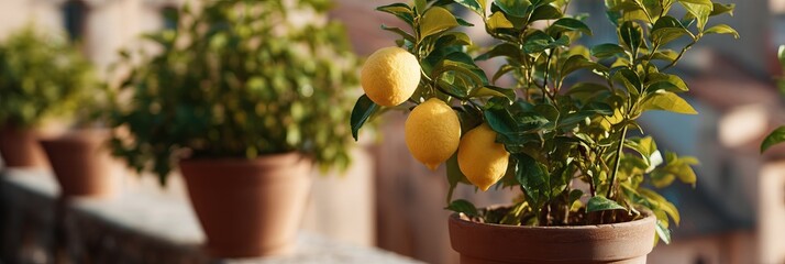 Sunlit lemon tree in terracotta pot exudes zest, embracing Mediterranean spirit, nodding to Citrus Celebration Day and Fiesta Italiana