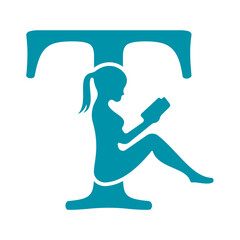Man Book Logo combine with letter T vector template