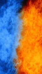 Obraz premium Entwined flames of azure and tangerine embody yin-yang duality, conjuring Ember Day reflections and contrasting harmony