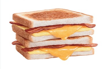 Fototapeta premium Melting cheese cascades between toasted layers of savory bacon sandwiches, evoking National Grilled Cheese Day and indulgent brunch festivities