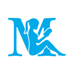 Man Book Logo combine with letter M vector template