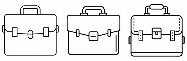 Obraz premium Office Briefcase Coloring Page - Work Bag Line Art Outline for Kids and Adults