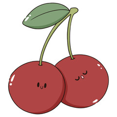 kawaii cherry cartoon