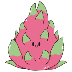 kawaii dragon fruit cartoon