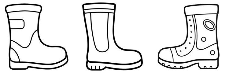 Rubber Boot Doodle Coloring Page - Rain Footwear Outline for Kids and Adults