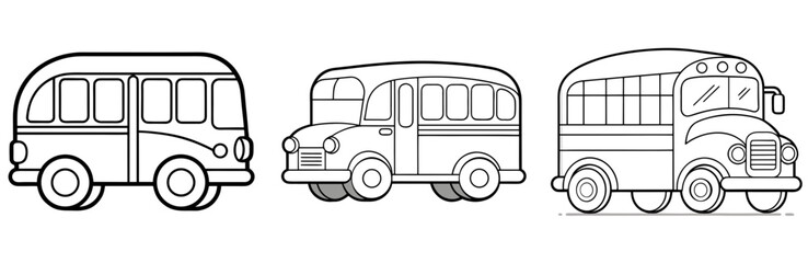 School Bus Coloring Page - Vehicle Outline Line Art for Kids and Adults