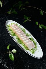 Delicious cold dish roasted white meat with fresh pepper sauce