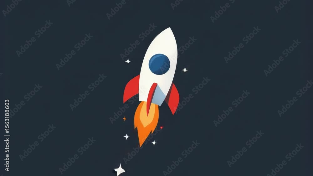 Poster a rocket soaring through the sky, ideal for use in scenes depicting space travel, adventure or scien