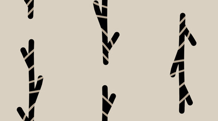 Abstract Black Twigs on Beige Surface pattern