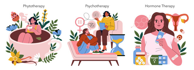 Health and Wellness Therapy Vector Illustration Set