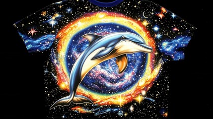 Cosmic Dolphin T-Shirt Design