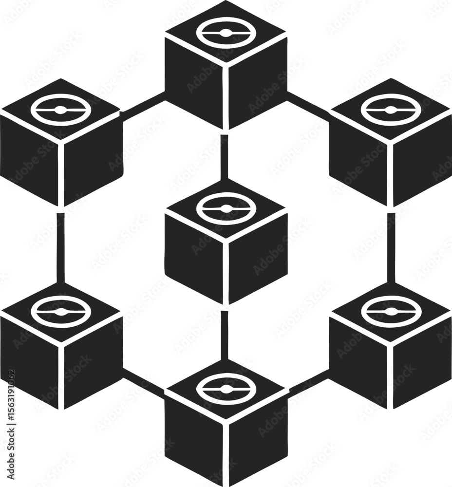 Aufkleber Interlocking cube vector design representing a network of connected elements