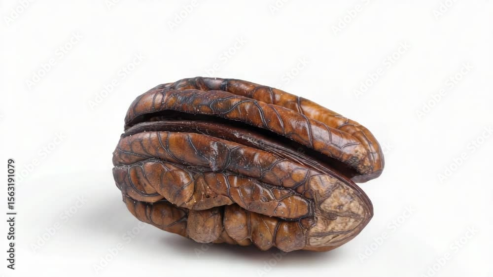 Poster Close-up of a walnut shell on a white background