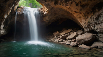 waterfall in the cave