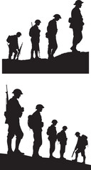 World War I Soldiers Silhouette Vector Illustration  A Powerful Visual Representation of Trench Warfare