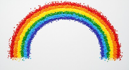 Regenbogenfarben leuchten hell auf weissem Hintergrund sanft. AI Generated