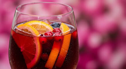 Erfrischender Rotwein Cocktail leuchtet fruchtig im Sonnenlicht. AI Generated