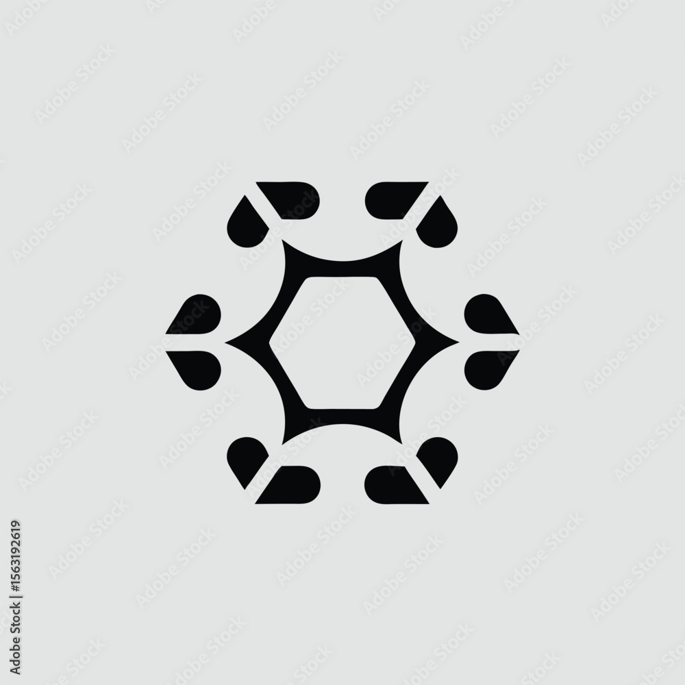 Aufkleber geometric snowflake logo abstract minimalist design vector graphics on white background