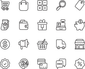 Shopping and E-Commerce Line Icons Set – Cart, Bag, Store, Payment, Online Shop, Retail, Commerce, Transaction, Sale, Delivery, Customer, Checkout, Goods, Icon, Thin Line

